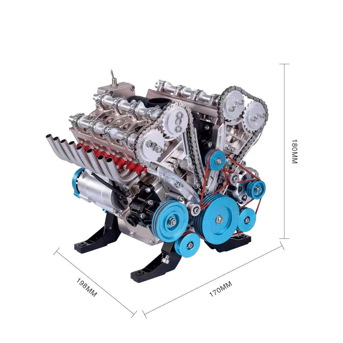 Motor V8 Mecánico Metal 3D 500 piezas