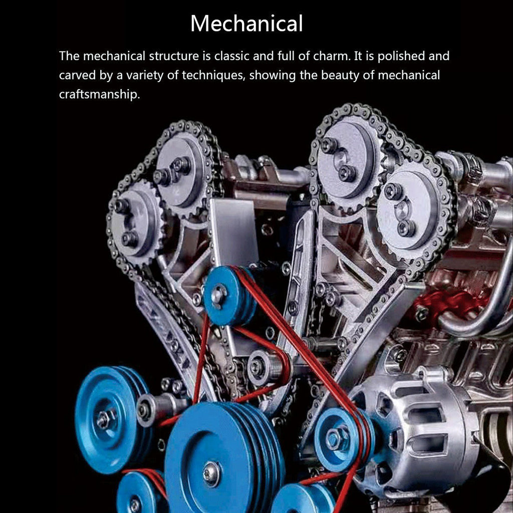 Motor V8 Mecánico Metal 3D 500 piezas