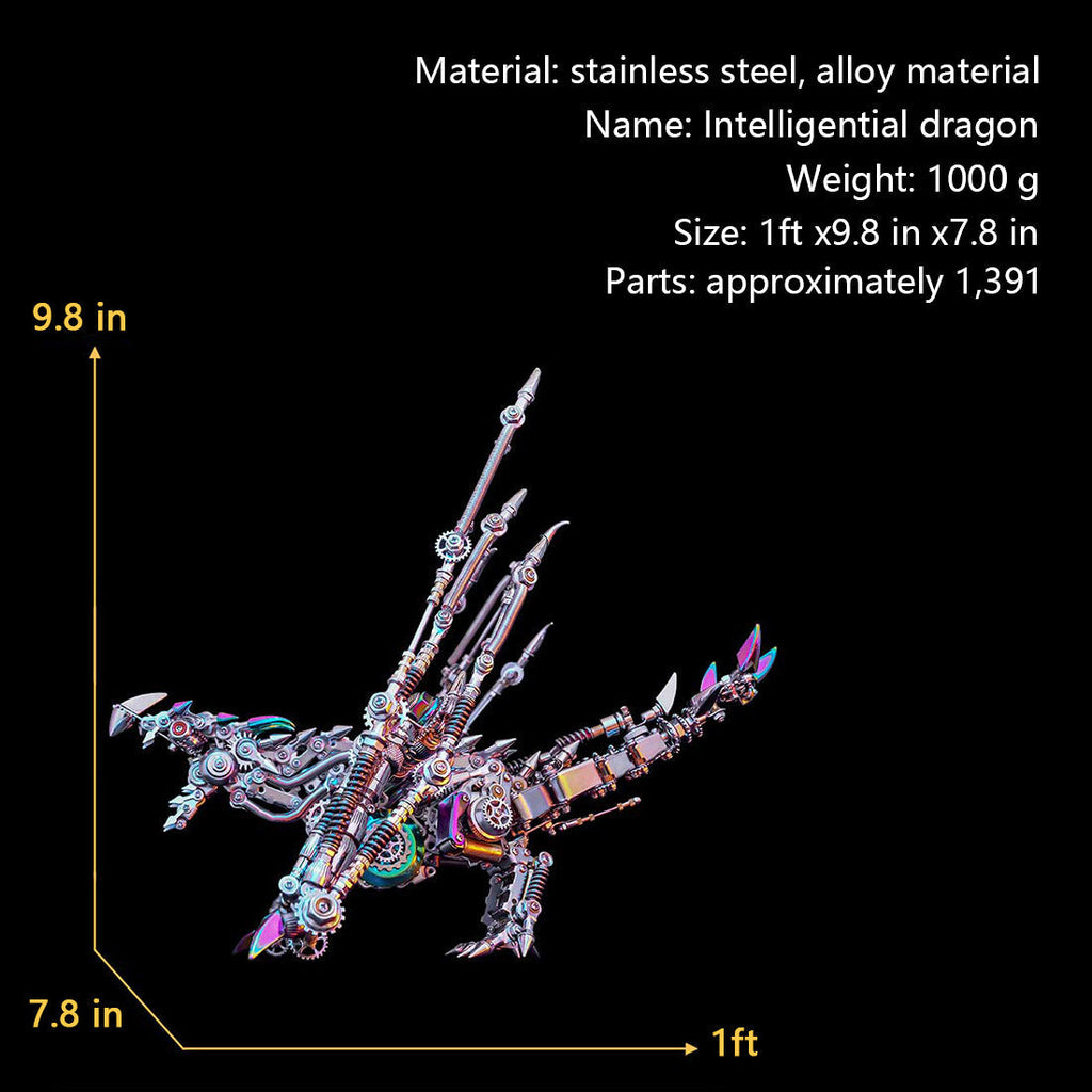 Dragón Occidental Cyberpunk Metal 3D 1300 piezas