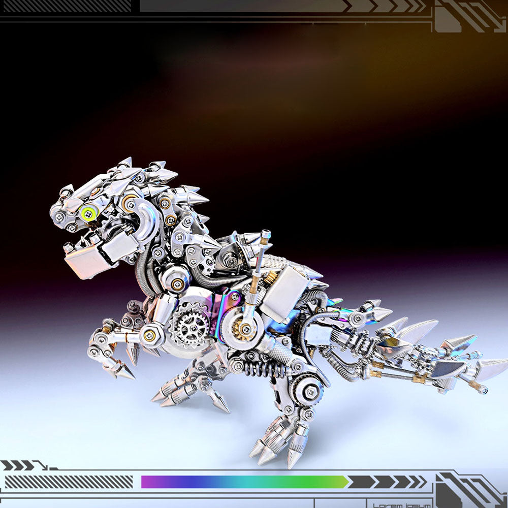 Dragón Occidental Mecánico Punk Metal 3D