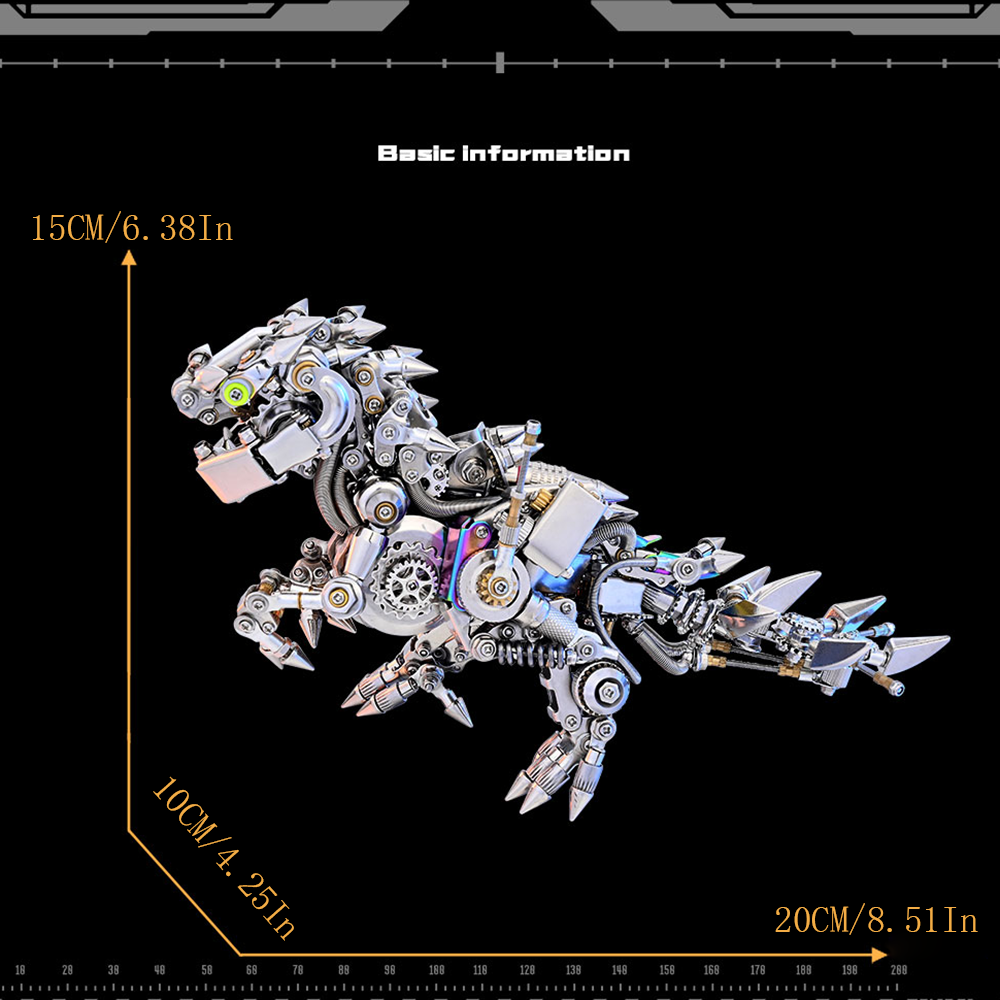 Dragón Occidental Mecánico Punk Metal 3D