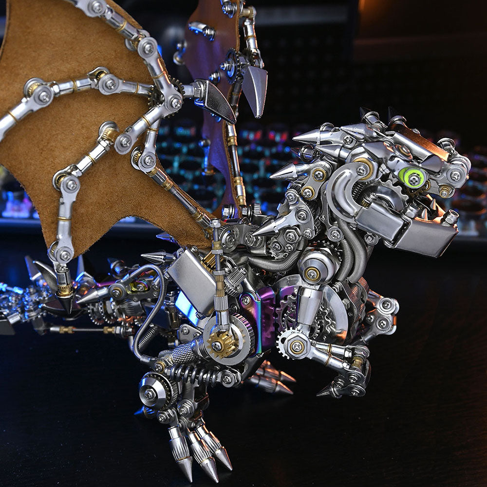 Dragón Occidental Mecánico Punk Metal 3D