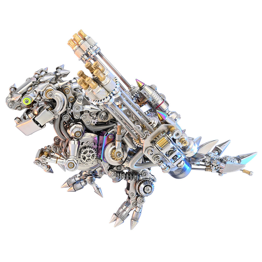 Dragón Occidental Mecánico Punk Metal 3D