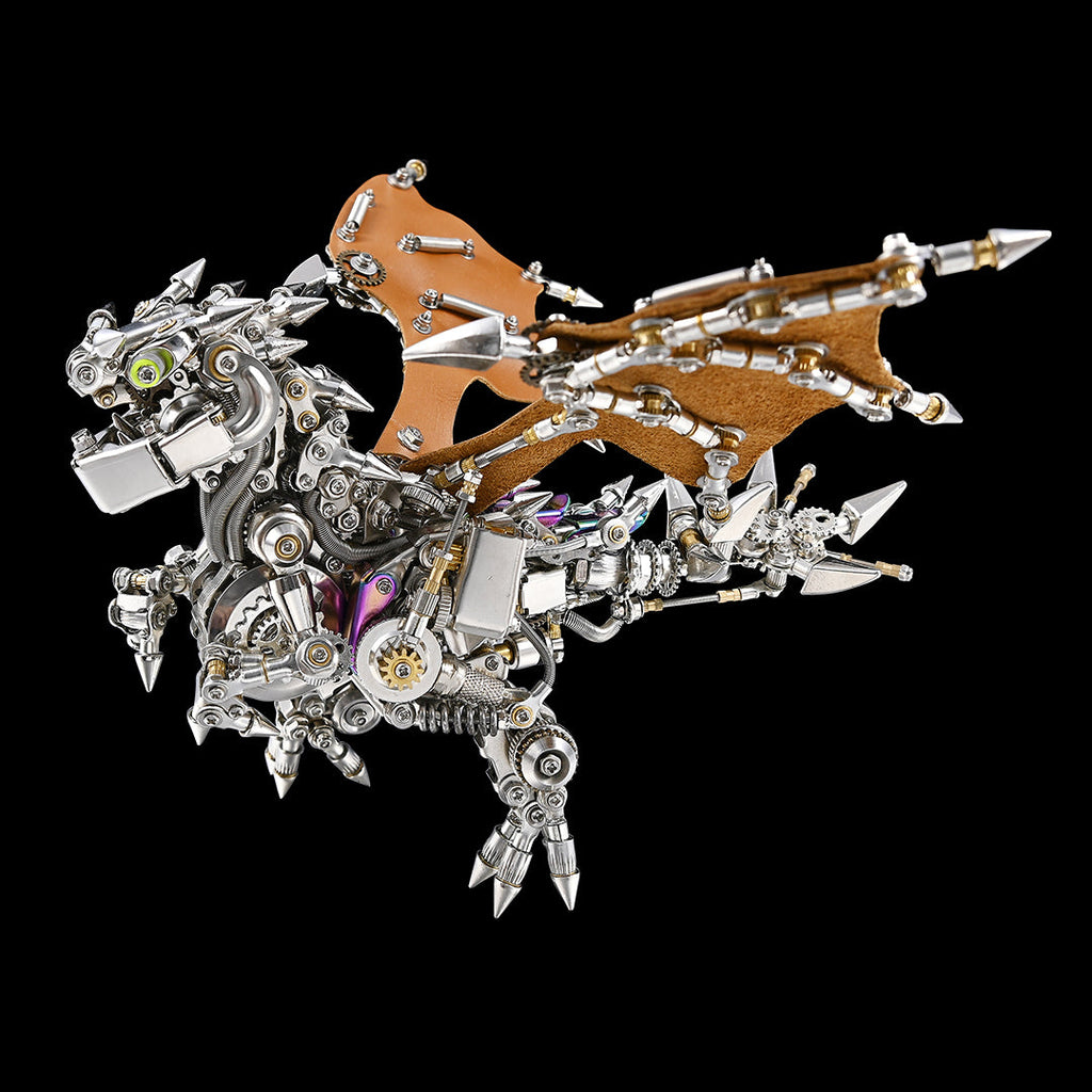 Dragón Occidental Mecánico Punk Metal 3D