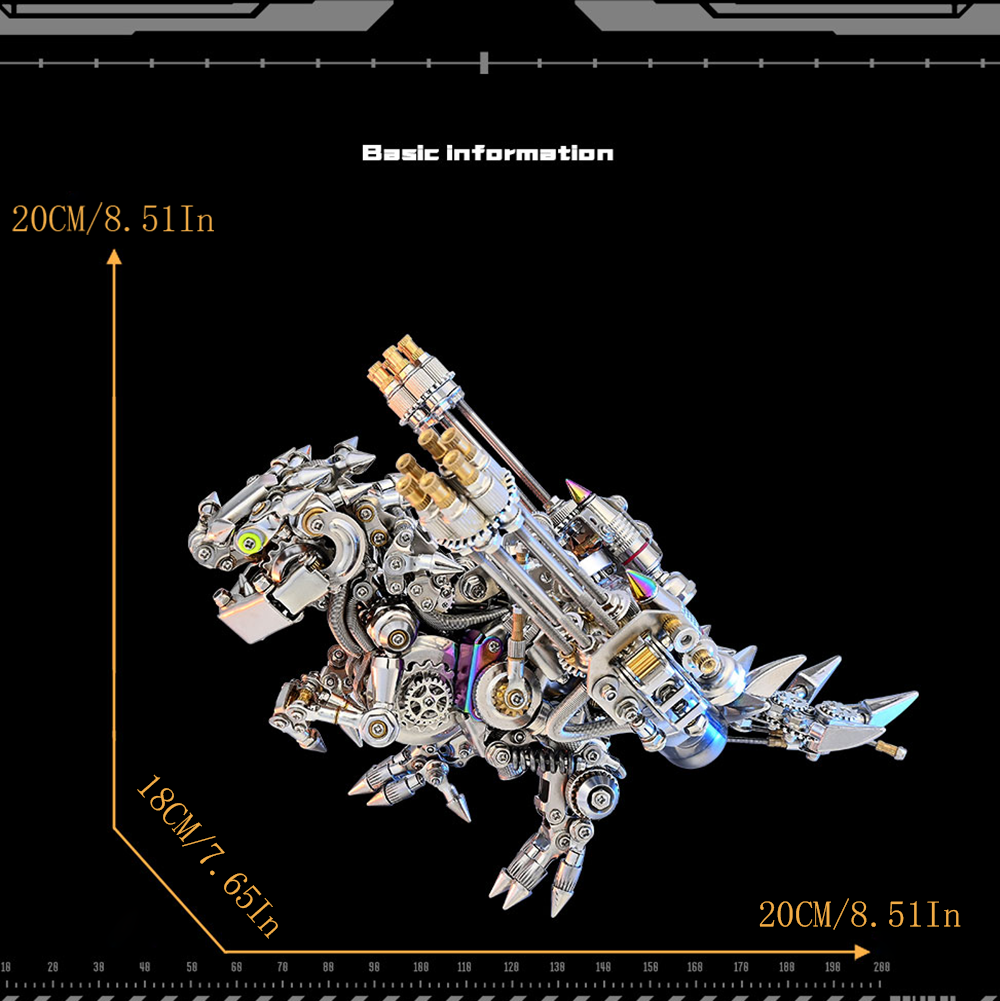 Dragón Occidental Mecánico Punk Metal 3D