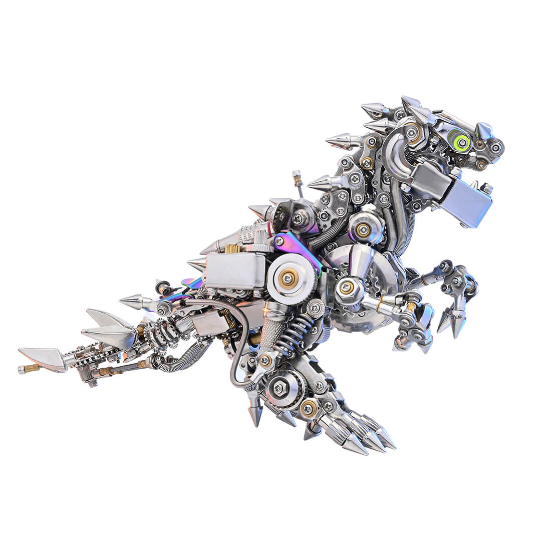 Dragón Occidental Mecánico Punk Metal 3D