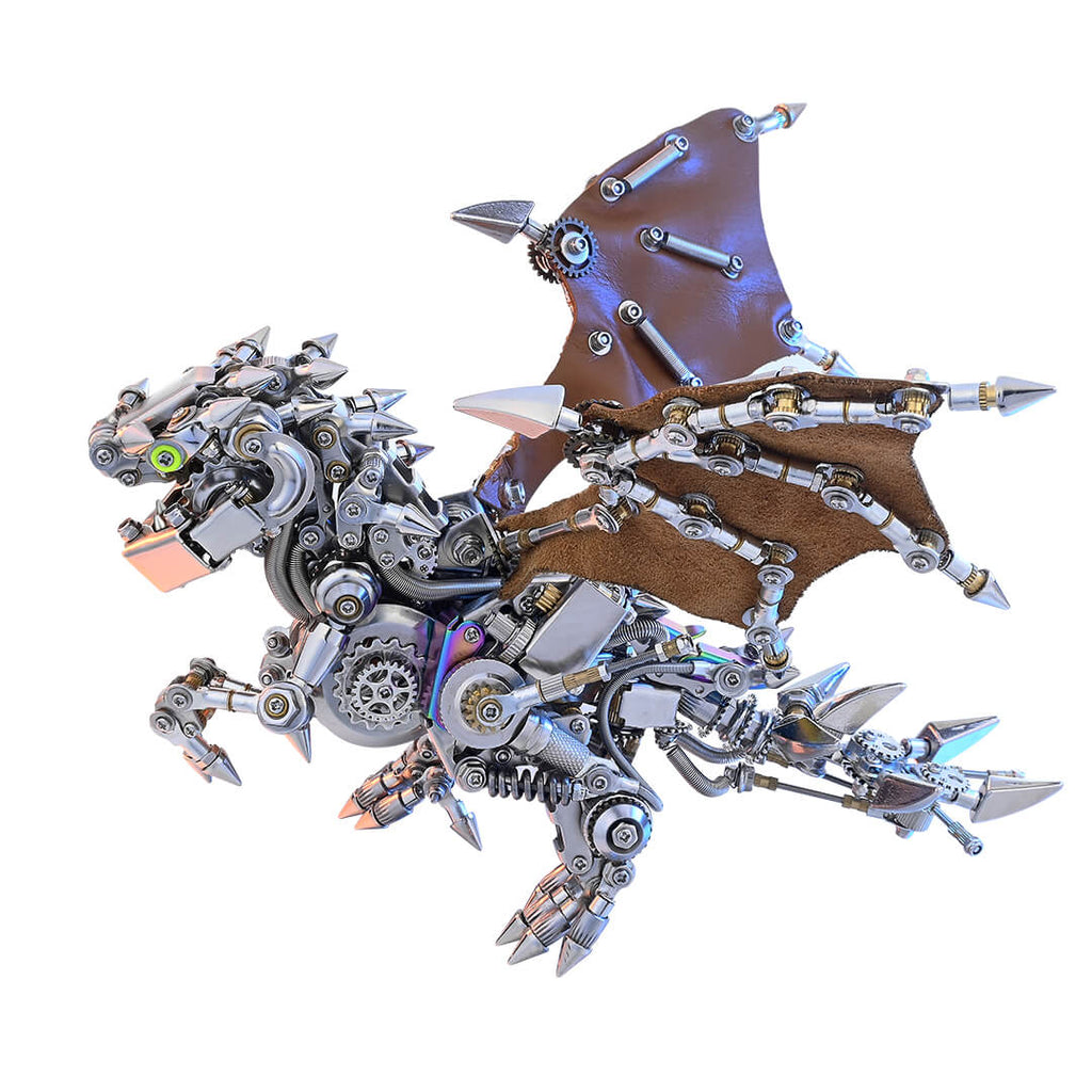 Dragón Occidental Mecánico Punk Metal 3D