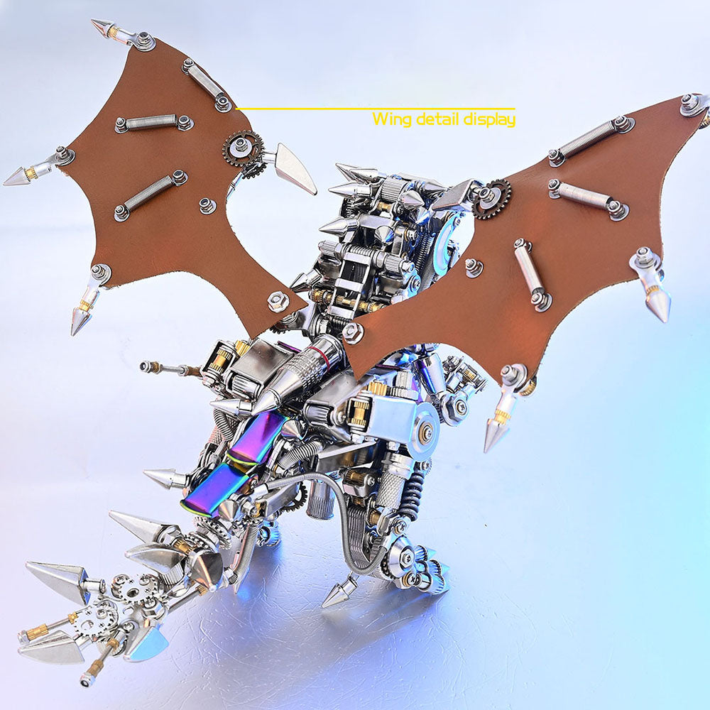 Dragón Occidental Mecánico Punk Metal 3D