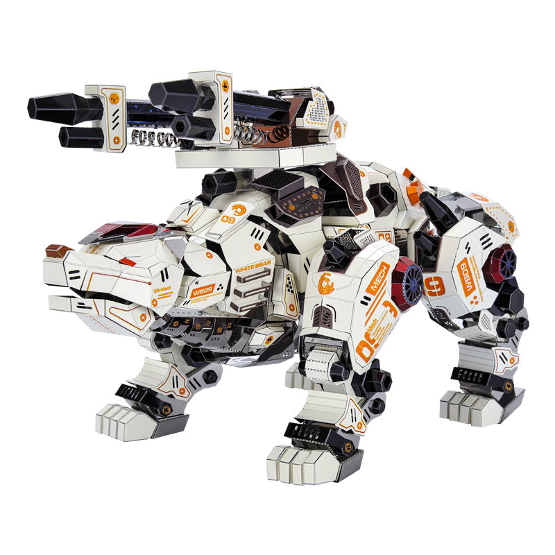 Oso Polar Blanco Mecánico Metal 3D
