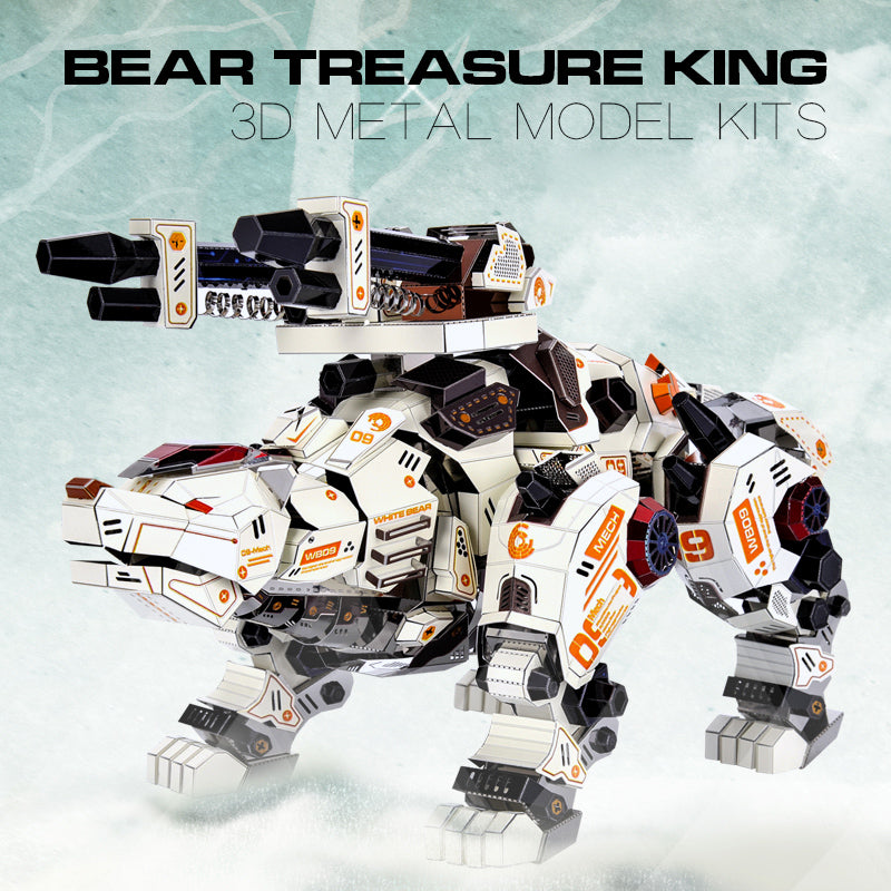 Oso Polar Blanco Mecánico Metal 3D