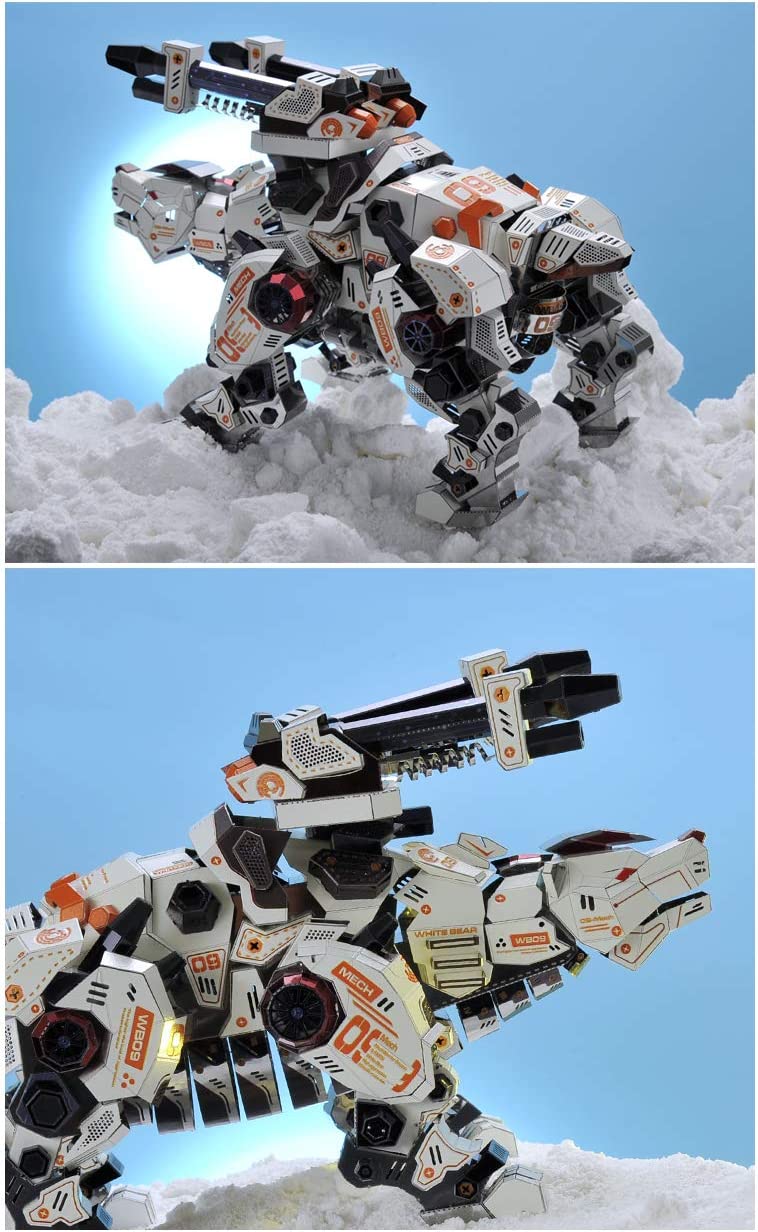 Oso Polar Blanco Mecánico Metal 3D