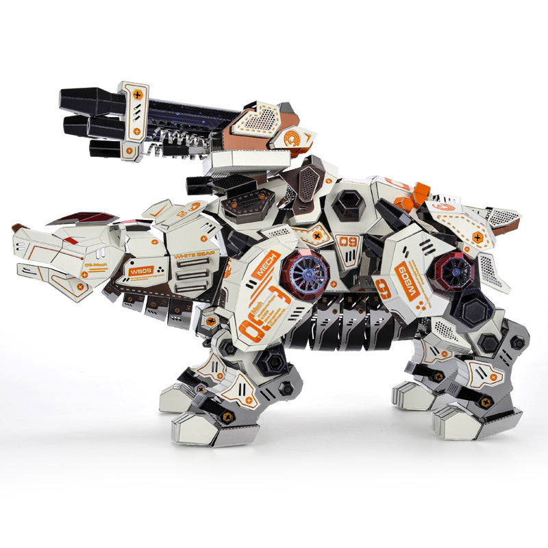 Oso Polar Blanco Mecánico Metal 3D