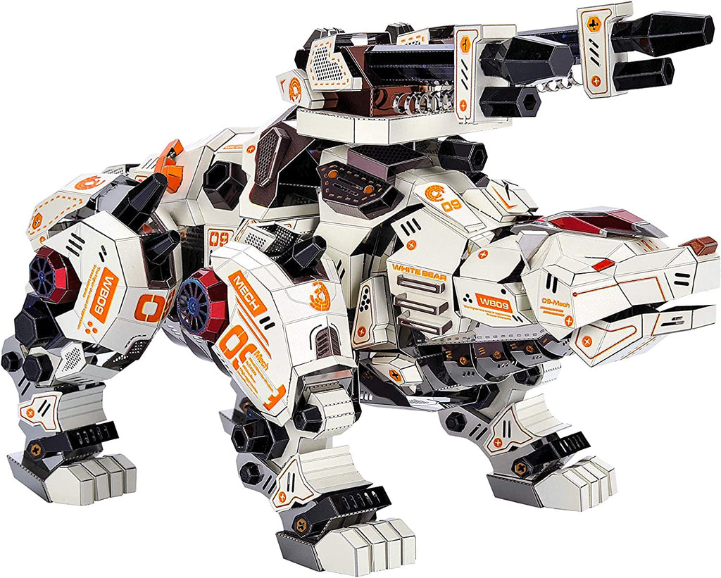 Oso Polar Blanco Mecánico Metal 3D