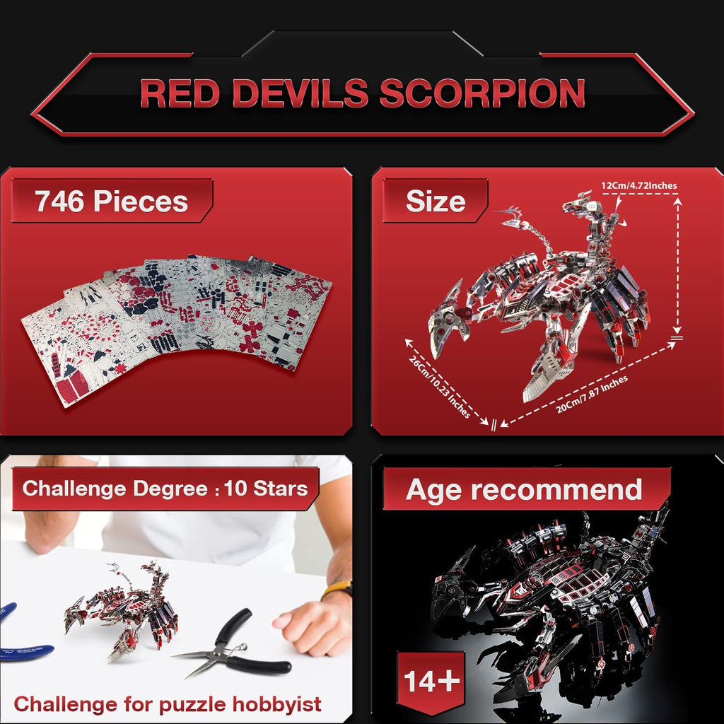 Escorpión Diablo Rojo Mecánico Metal 3D