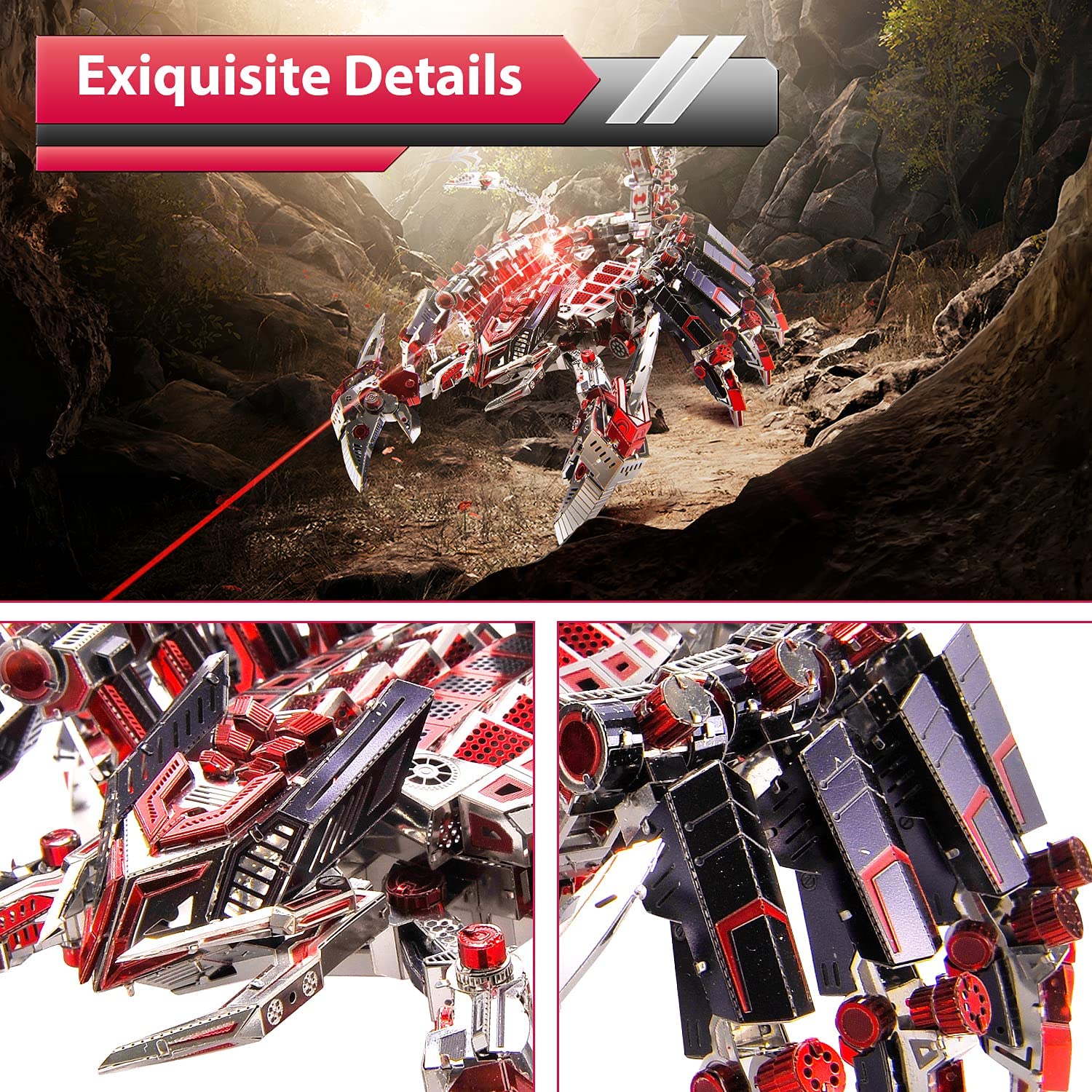 Escorpión Diablo Rojo Mecánico Metal 3D