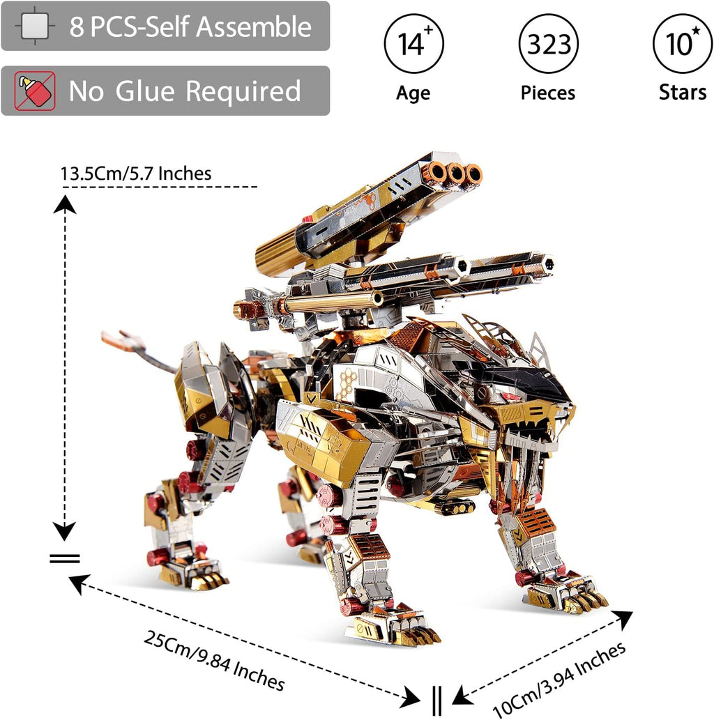 León Rugiente Mecánico Metal 3D