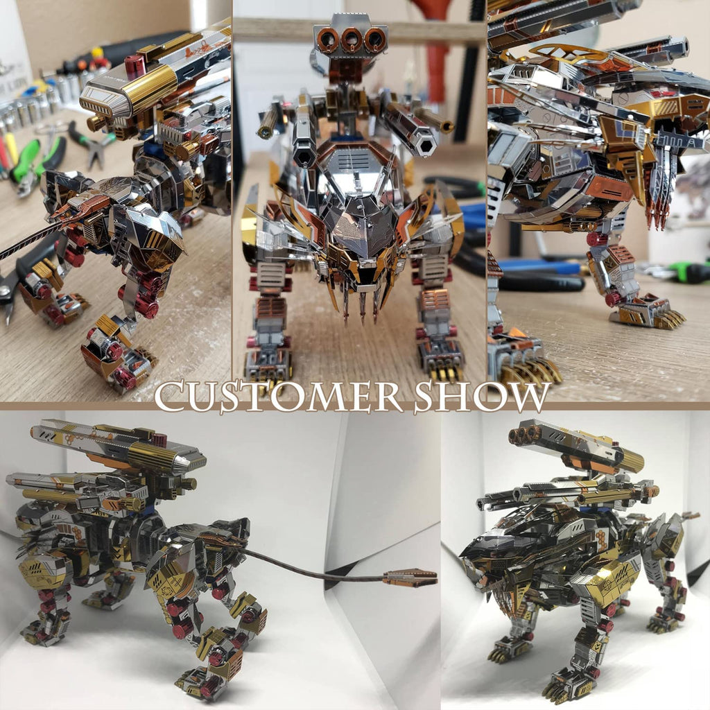 León Rugiente Mecánico Metal 3D