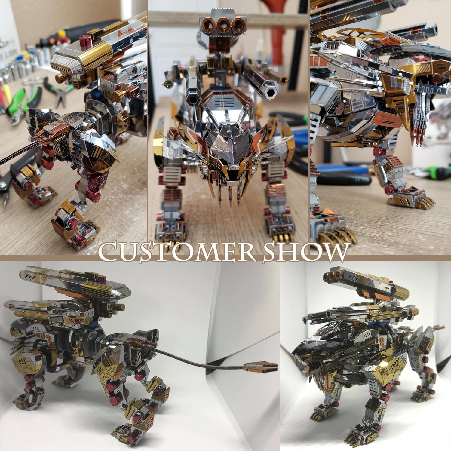 León Rugiente Mecánico Metal 3D