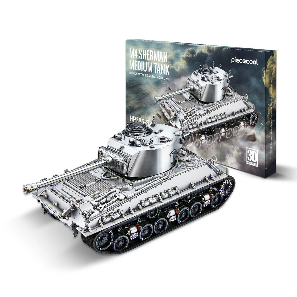 Piececool-rompecabezas de Metal 3D M4 Sherman, tanque medio