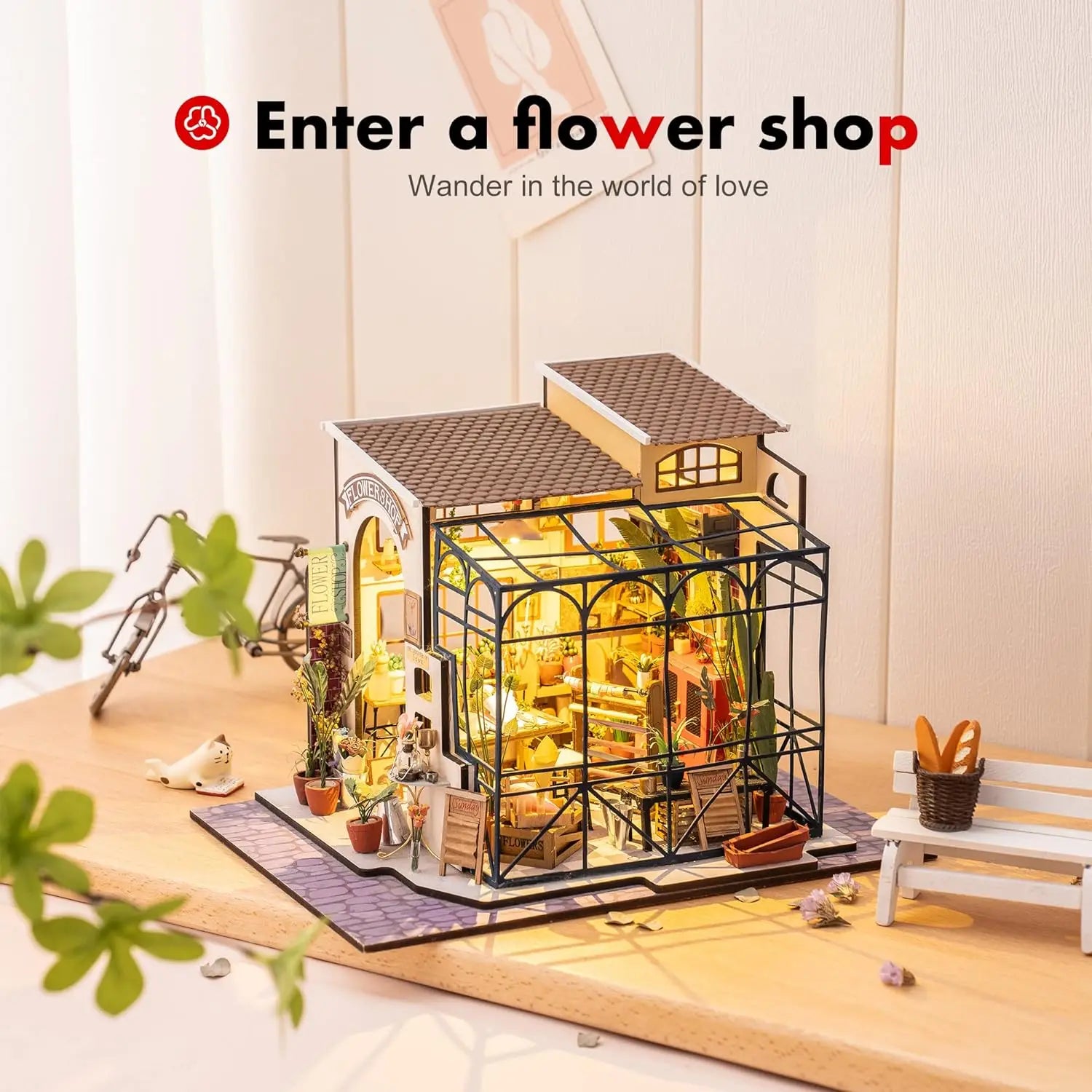 Robotime Rolife DIY Kits de casa de muñecas en miniatura para construir casa de muñecas de madera 3D regalos artesanales para niños el rincón de la felicidad