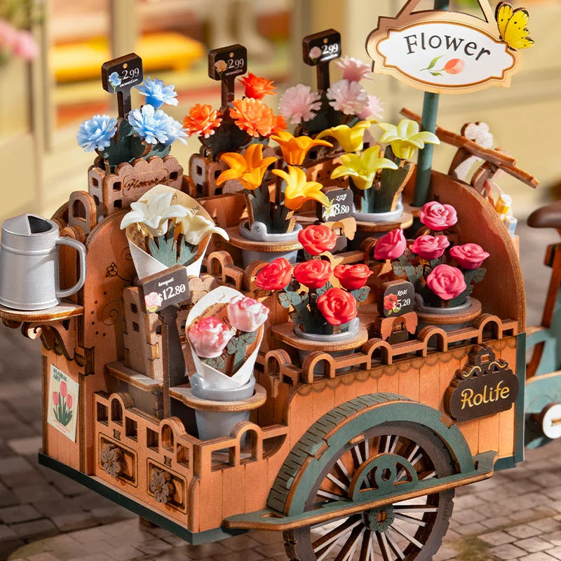 Robotime Rompecabezas de madera 3D Kit de carrito de flores Decoración Manualidades Regalos Kits de modelos para adultos Mujeres Niñas Niños