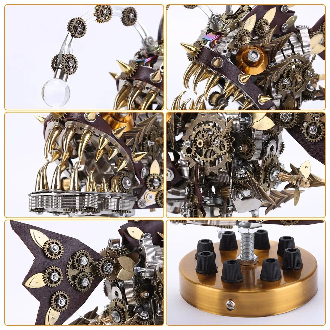 Conjunto DIY de Metal con forma de pez linterna para adultos, rompecabezas 3D de 700 Uds., Kits de modelos de Metal con diseño de pez angular, mecánico Steampunk