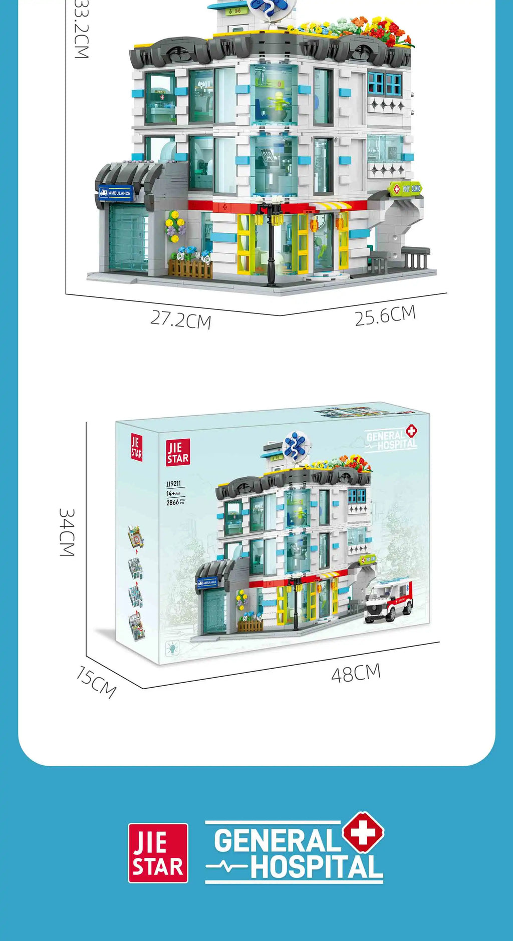 Creative General Hospital, 2866 piezas, serie «Friends»: panorámica de la ciudad con iluminación, juego de construcción MOC
