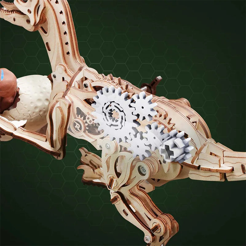 Rompecabezas 3D de Madera Robotime Rokr, Velociraptor Mecánico, Modelo de Velociraptor para Armar, Kit de Construcción Mecánica, Madera 3D LD01