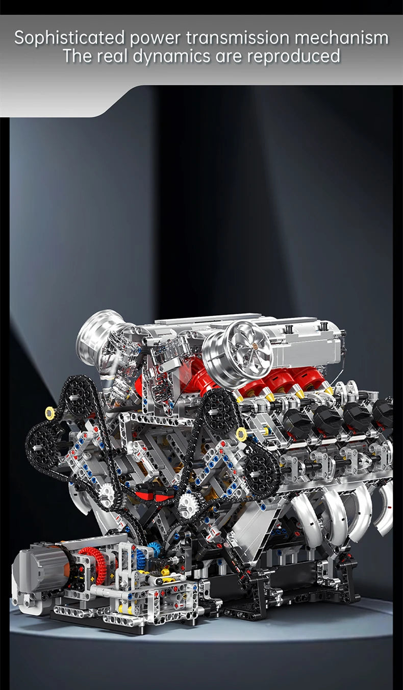 Mould King-juego de ensamblaje de motor V8, F488 supercoche
