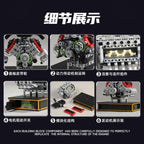 JIESTAR 33002 MOC, Decoración de escritorio personalizada, modelo de motor de superdeportivo V10, bloques de construcción