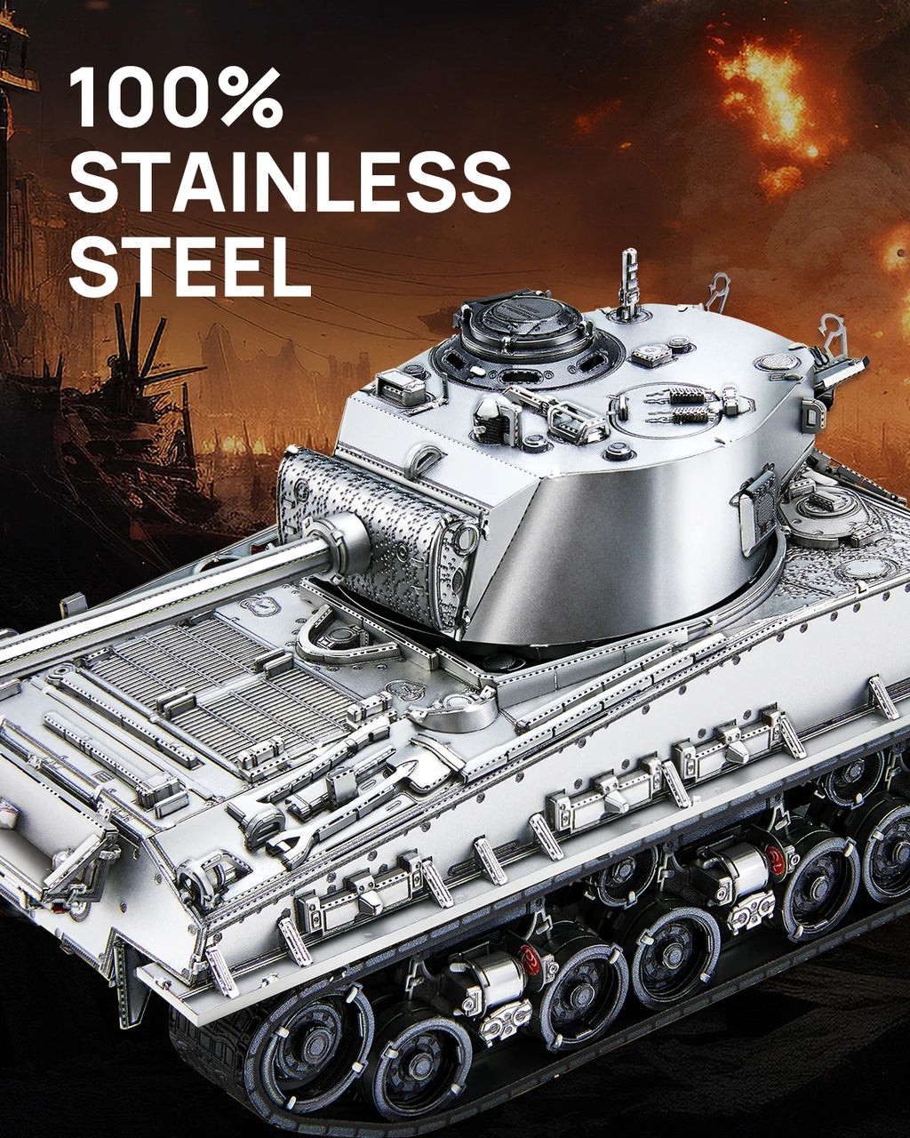 Piececool-rompecabezas de Metal 3D M4 Sherman, tanque medio
