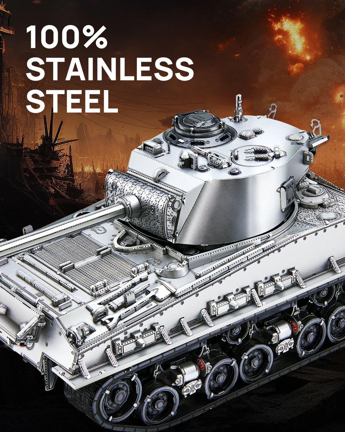 Piececool-rompecabezas de Metal 3D M4 Sherman, tanque medio
