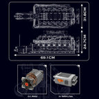 Mould King 10169 conjunto de bloques de construcción de motor motorizado V12, juego de ladrillos de coche de carreras