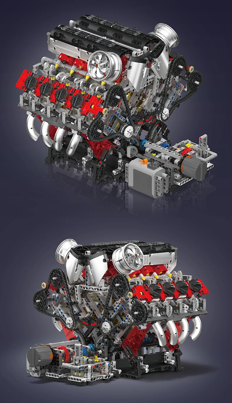 Mould King-juego de ensamblaje de motor V8, F488 supercoche