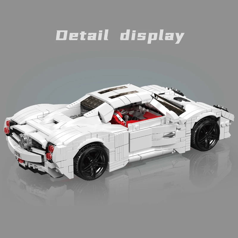 Mould King 10196, coches de juguete técnicos, coche de carreras deportivo Utopia blanco