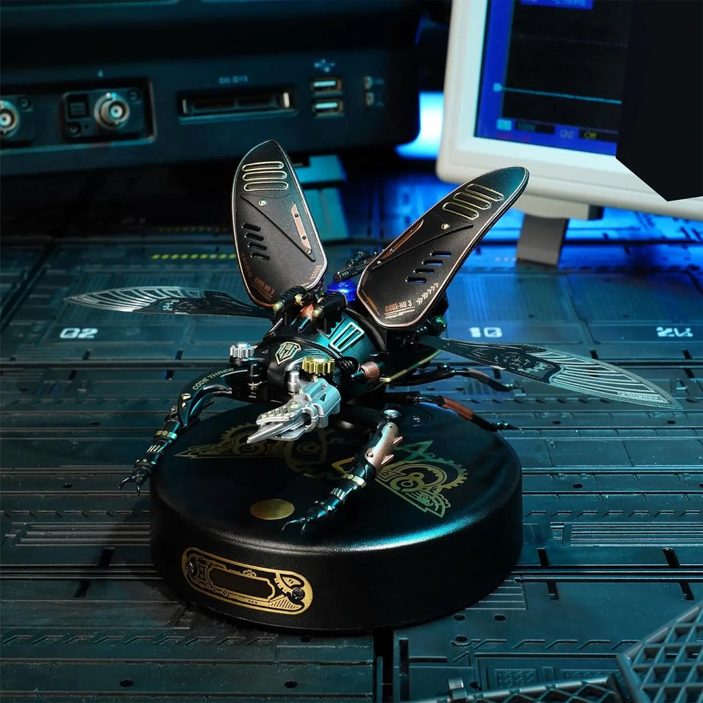 Robotime Rokr-rompecabezas 3D de Metal Stag Beetle, juegos de estilo Punk, regalo de cumpleaños, diseño mecánico de fácil montaje, Juguetes DIY, MI03