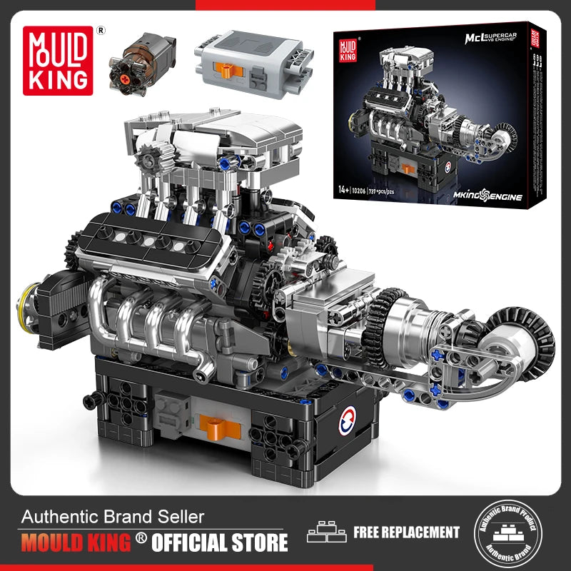 Mould King 10206, pieza técnica de coche, juguetes, coche deportivo motorizado MCL V8, bloques de construcción de motor