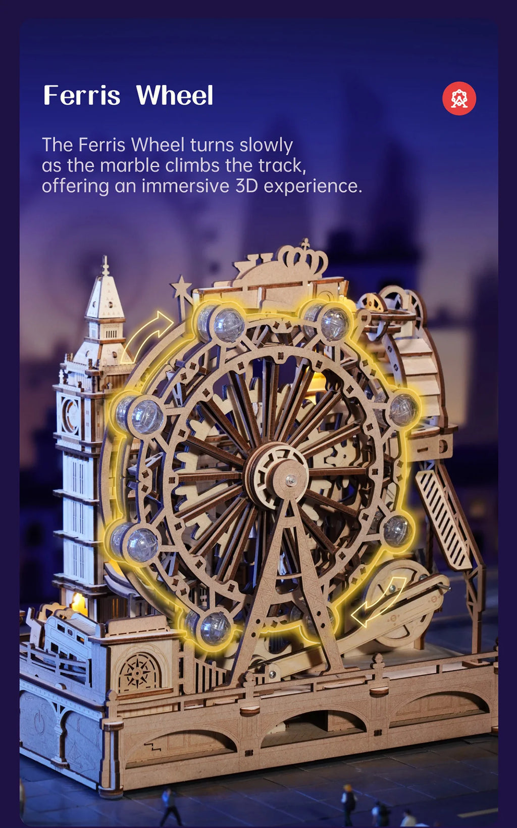 Robotime-rompecabezas de madera 3D, Kit de construcción de mármol, modelo de ciudad de Londres con luces, rompecabezas mecánico DIY para adultos y adolescentes