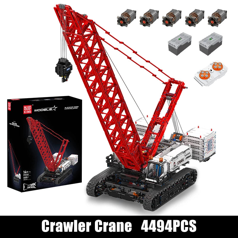 Mould King 17046 juguetes técnicos para coche, Wacker de Control remoto, grúa Crawer 16000, juego de bloques de construcción de ladrillos