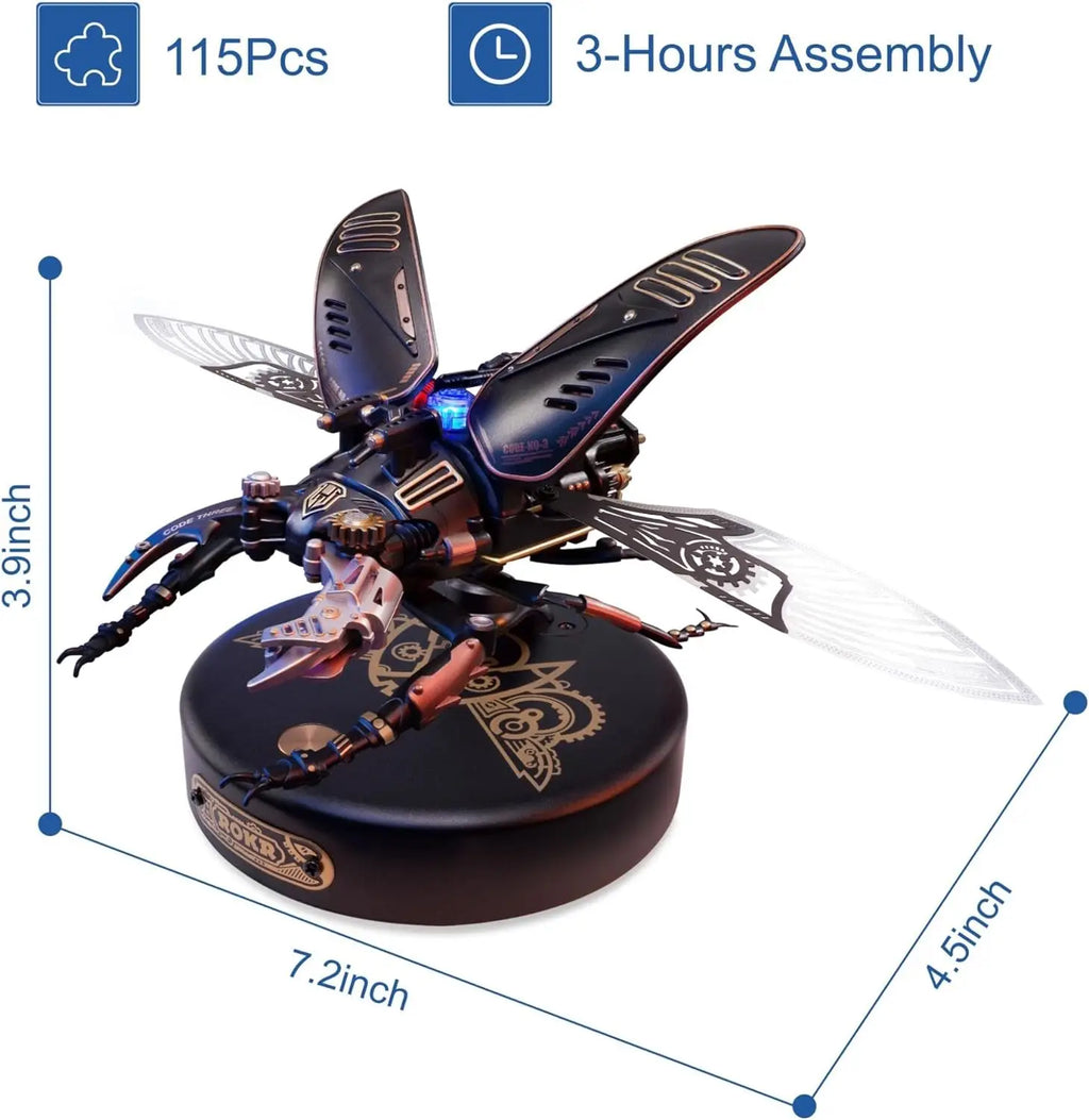 Robotime Rokr-rompecabezas 3D de Metal Stag Beetle, juegos de estilo Punk, regalo de cumpleaños, diseño mecánico de fácil montaje, Juguetes DIY, MI03