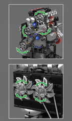 Mould King 10234 juguetes técnicos de motor de coche, conjunto de bloques de construcción de motor VTEC motorizado