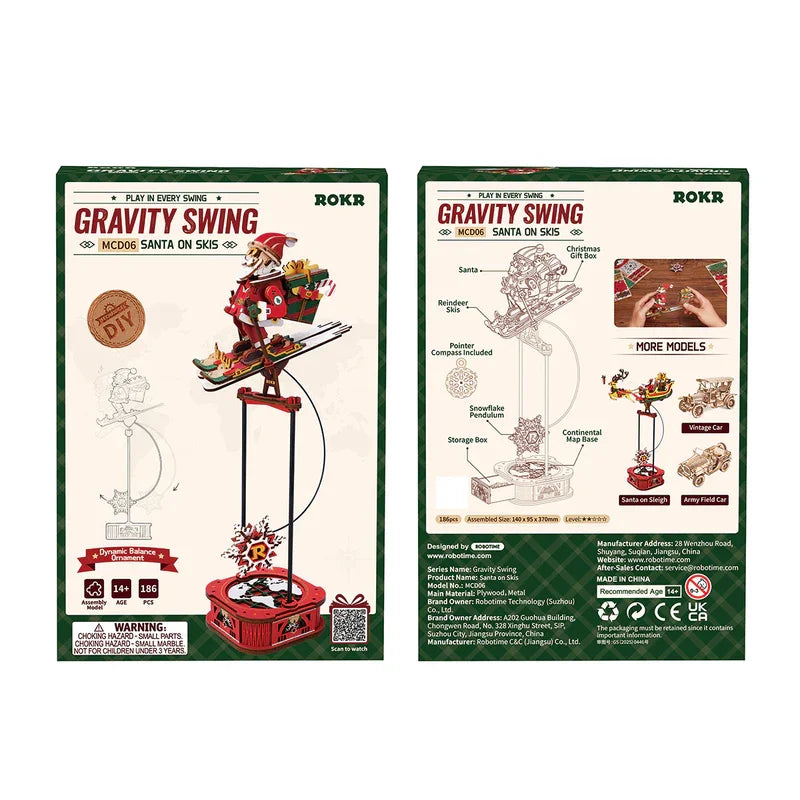 Kit de construcción de modelos Robotime Rokr Gravity Swing, kit de rompecabezas de madera 3D, kit de Papá Noel en trineo, kit de pescador oceánico, los mejores regalos para adultos.