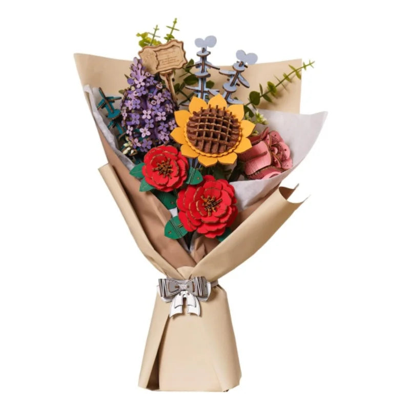 Robotime Rowood Ramo de flores de madera Rompecabezas de madera 3D Kits de manualidades de madera para adultos Decoración del hogar