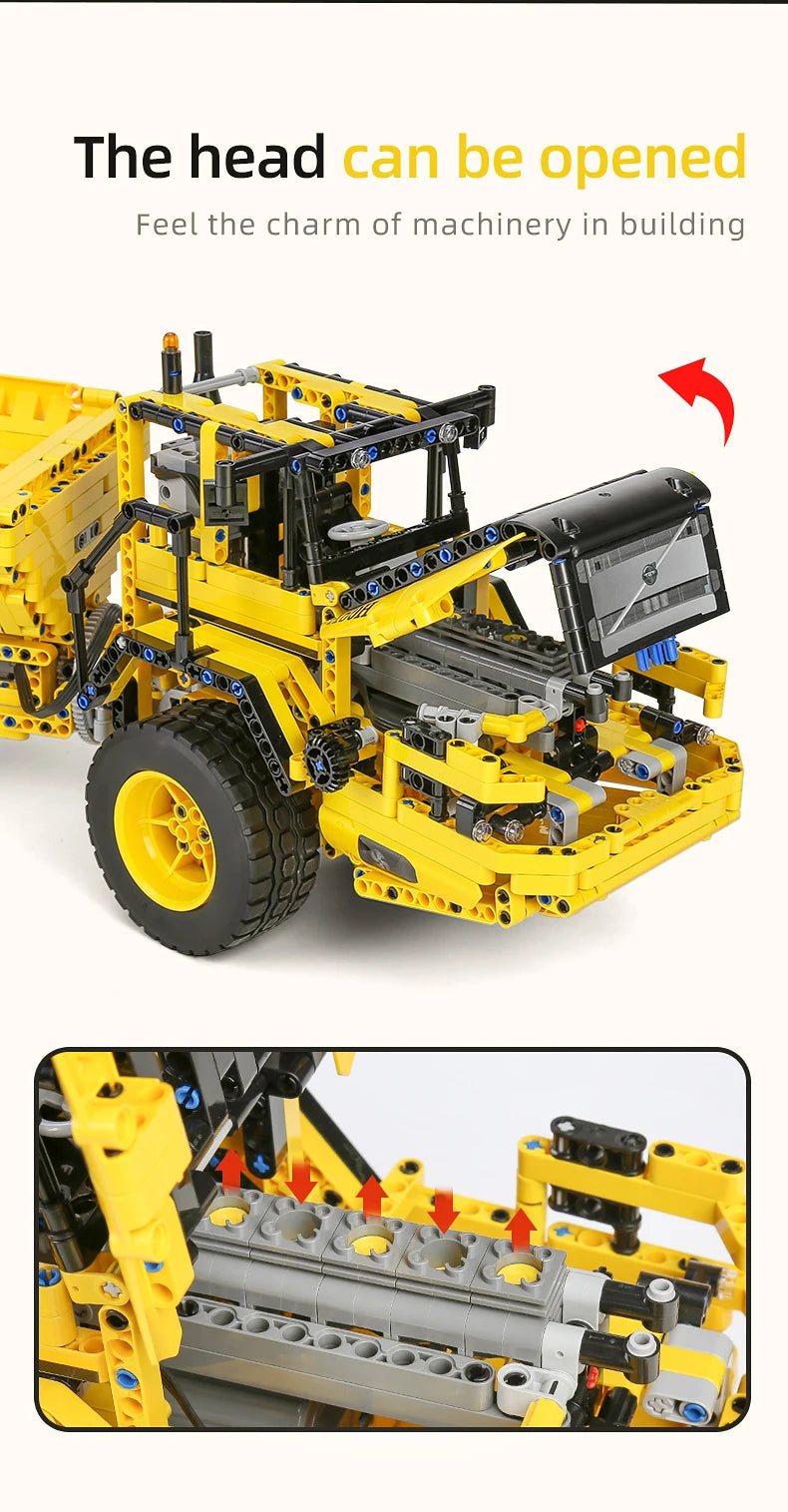 MOULD KING-coche técnico de ingeniería  vehículo de juguete, aplicación RC, camión de basura