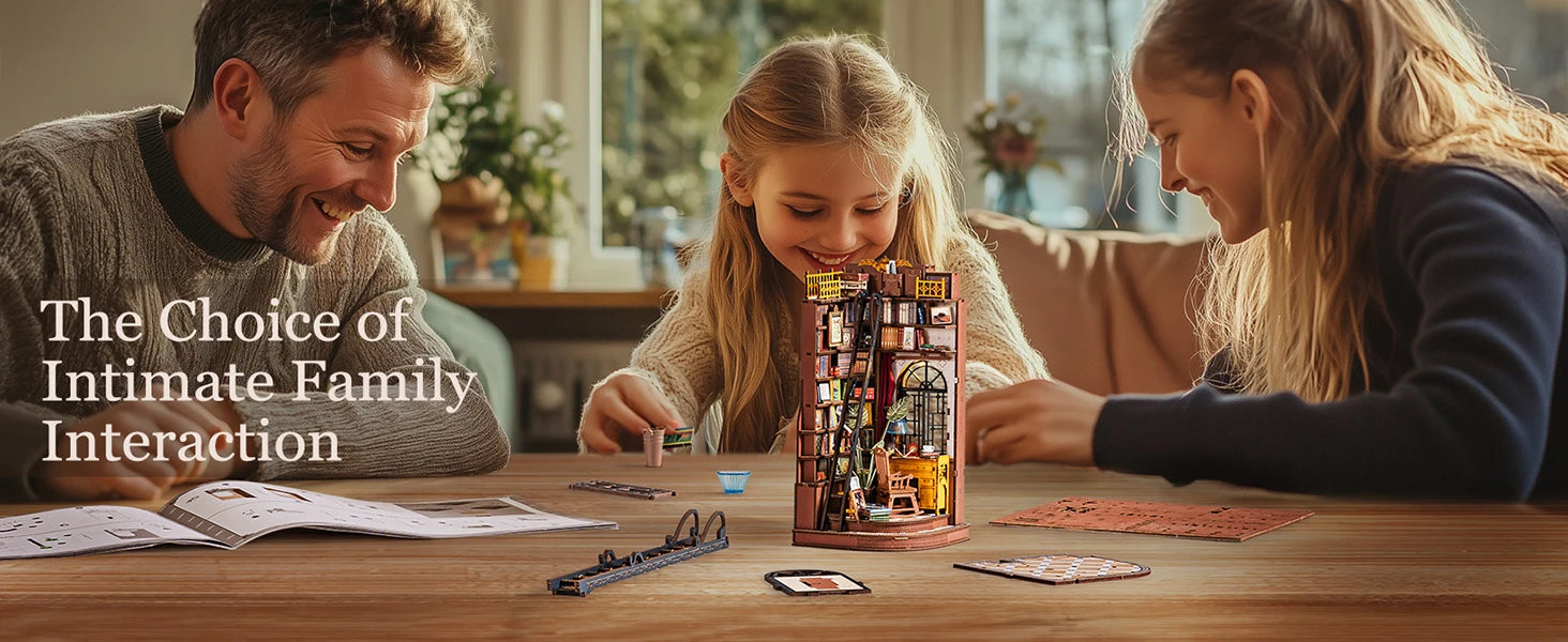 Robotime Rolife, estudio de esquina silencioso, bricolaje, rincón de libros, estante de inserción, casa de muñecas en miniatura de madera para estantería, muebles de inserción TGE02