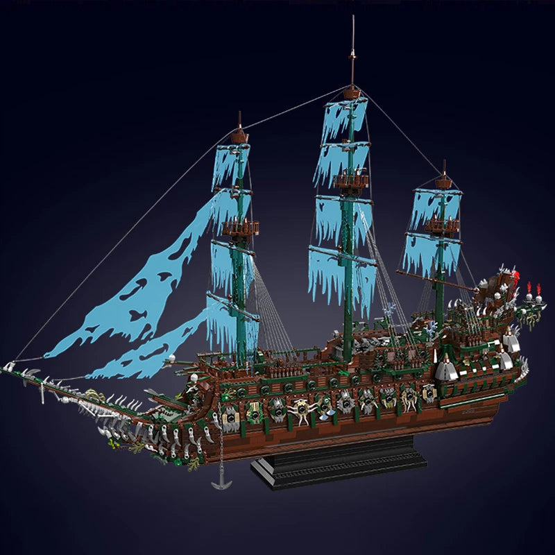 Mould King 13218, barco pirata MOC Flying Ductchman, montaje de bloques de construcción modelo de barco