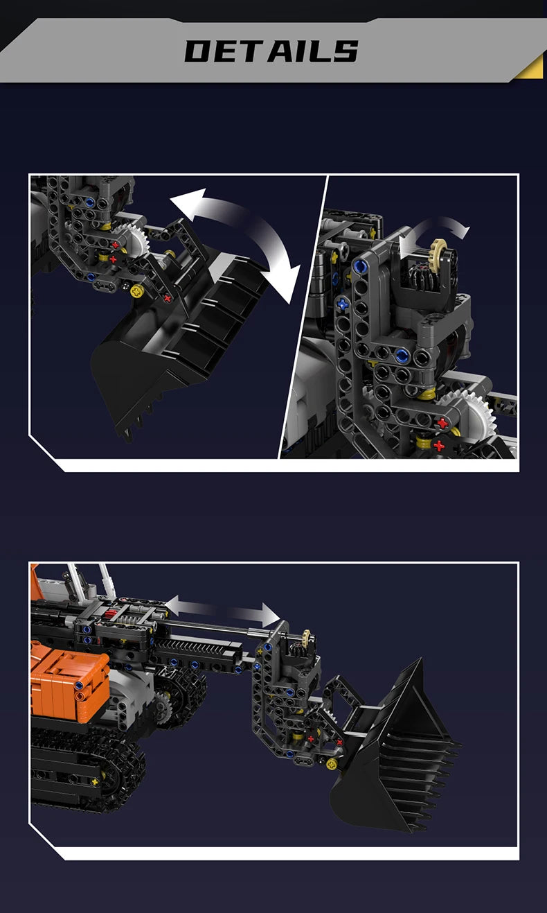 Mould King- ensamblaje de modelo de cargador motorizado, camión
