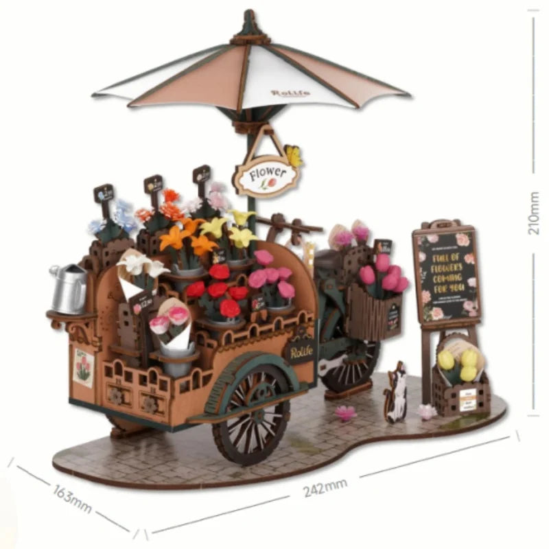 Robotime Rompecabezas de madera 3D Kit de carrito de flores Decoración Manualidades Regalos Kits de modelos para adultos Mujeres Niñas Niños