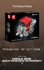 Mould King 10163 juguetes de motor técnico el supercoche BGT con motor rojo W16