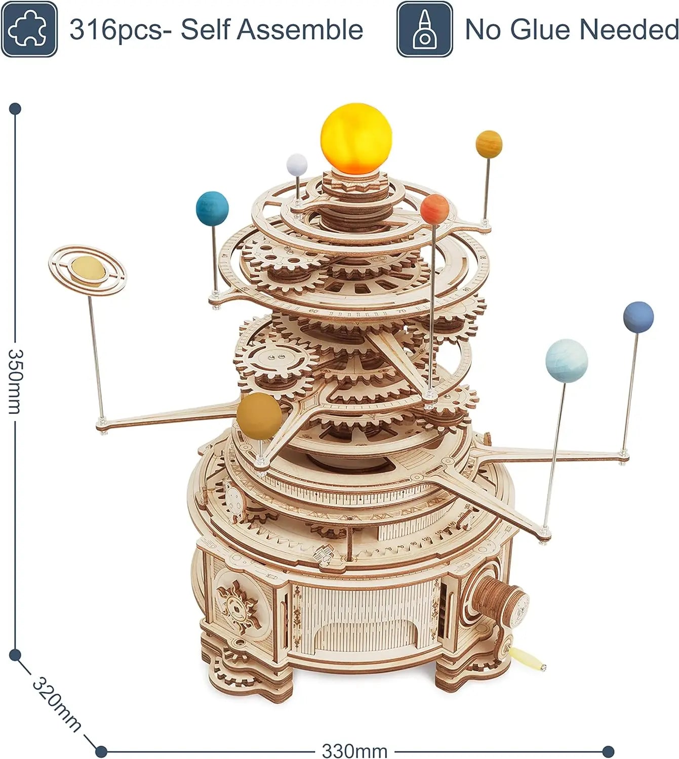 Robotime-construcción de un modelo de madera para niños y adultos, Rokr 316, piezas, giratorio, mecánico, orrity, bricolaje, bloques de construcción, Kits, juguete, regalo, ST001